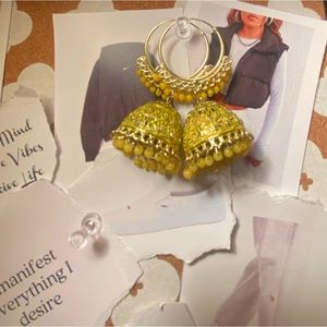 YELLOW INDIAN JHUMKA EARRINGS